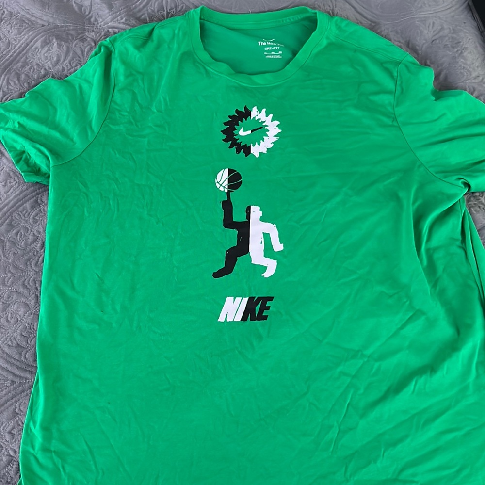 Green Nike shirt w/ Black & White Logo